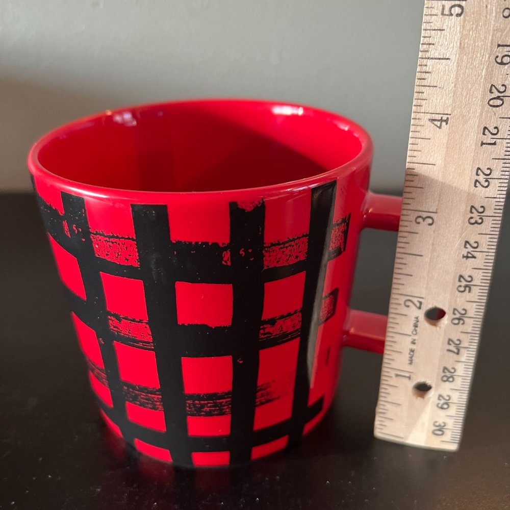 Vintage Starbucks Red and Black  Lumberjack Checkered Buffalo Plaid Coffee Mug - Picture 5 of 5